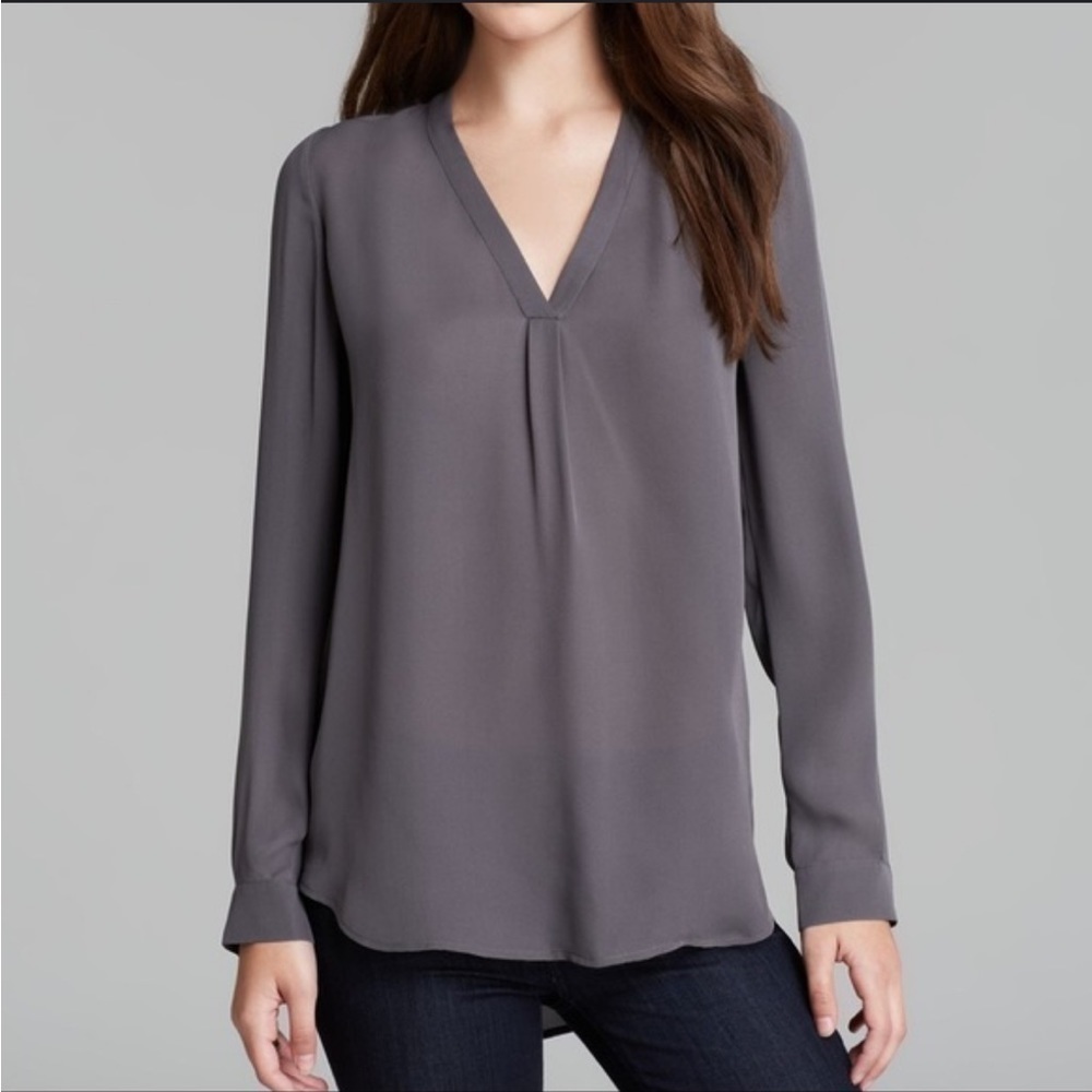 Joie Women's Gray Daryn Silk Blouse Shirt Top Charcoal Gray Sz Small